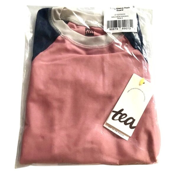 NWT Tea Collection Mauve Glow Colorblock LS Rashguard UPF 40 Size 2 - Picture 6 of 6
